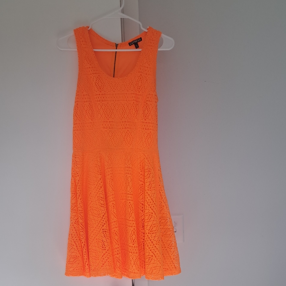 Orange Sleeveless Lace Dress